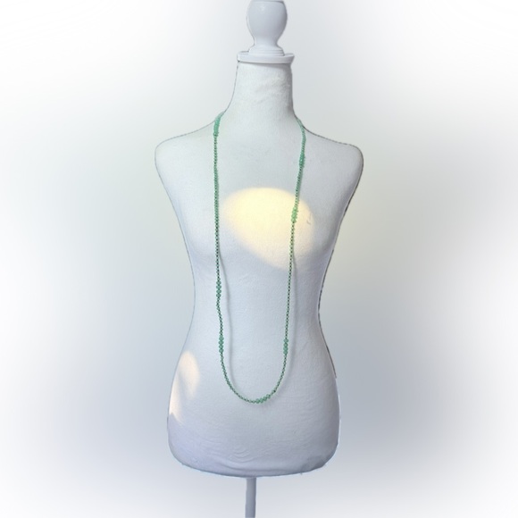 🌴 Cookie Lee 23” Mint Green and Brown Beaded Necklace - Picture 3 of 8